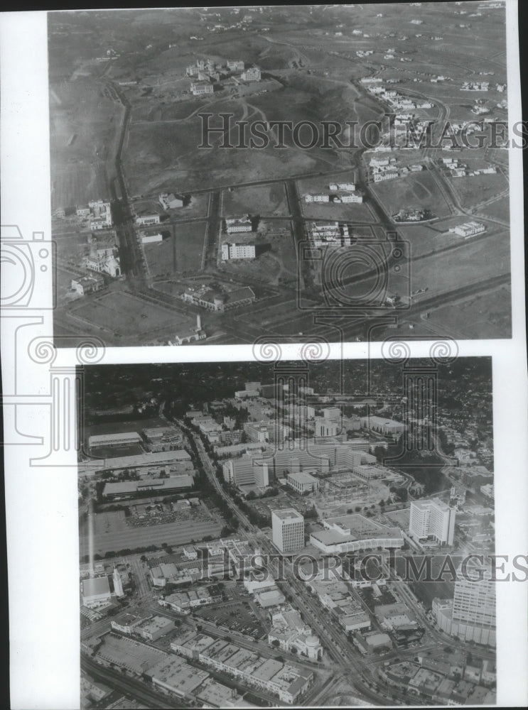 1980 Press Photo Aerial view of West Los Angeles taken 50 years apart - Historic Images