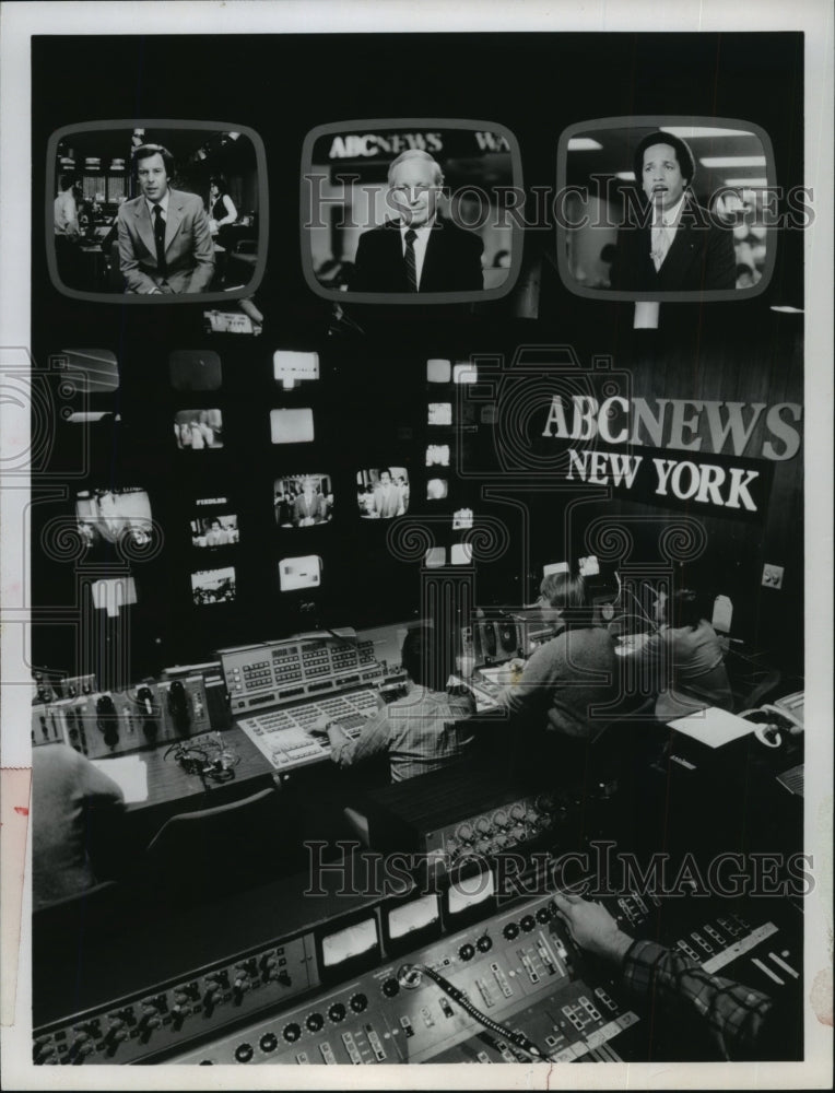 1983 Press Photo Max Robinson, Frank Reynalds, Peter Jennings, ABC News Anchors - Historic Images