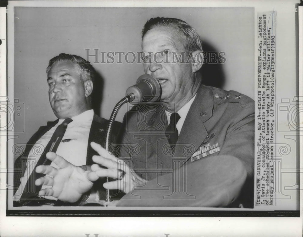 1963 Press Photo Gen Leighton I. Davis Jr., commander of Atlantic Missile Range - Historic Images