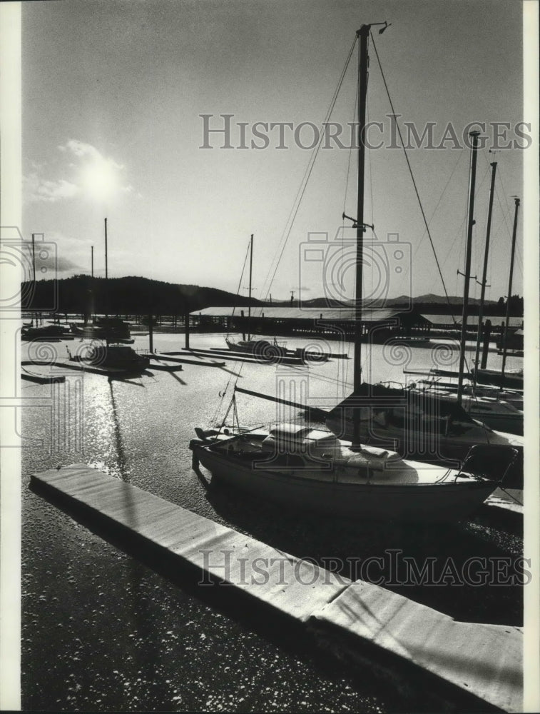 1984 Press Photo Lake Couer d'Alene Marina - spa74442 - Historic Images