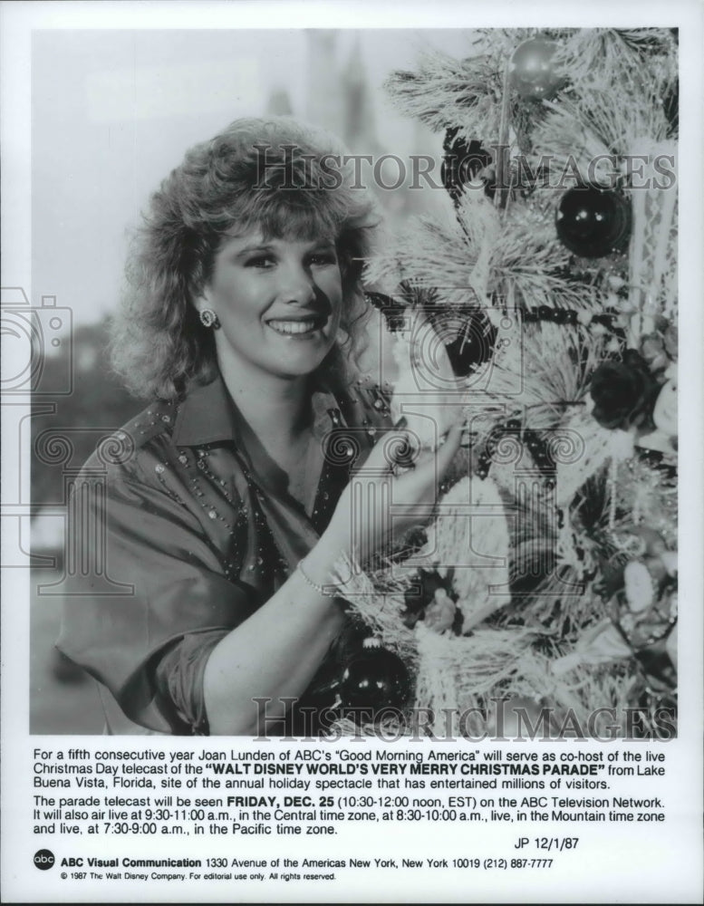 1987 Press Photo News Correspondent-Joan Lunden, co host of Walt Disney Parade - Historic Images