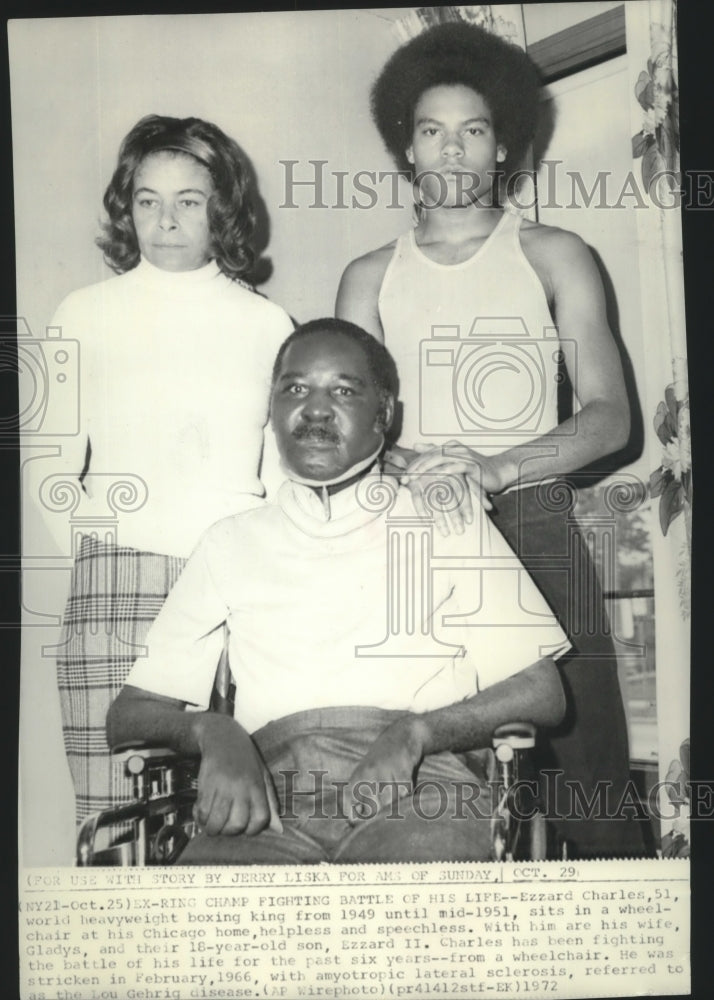 1972 Press Photo Former Champ Ezzard Charles suffering from Lou Gehrig Disease - Historic Images
