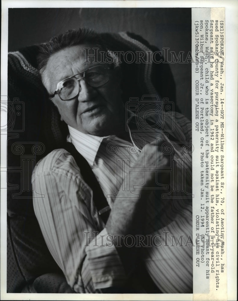 1994 Press Photo Wilbur Sargeant Sr., is fighting back against a paternity suit. - Historic Images
