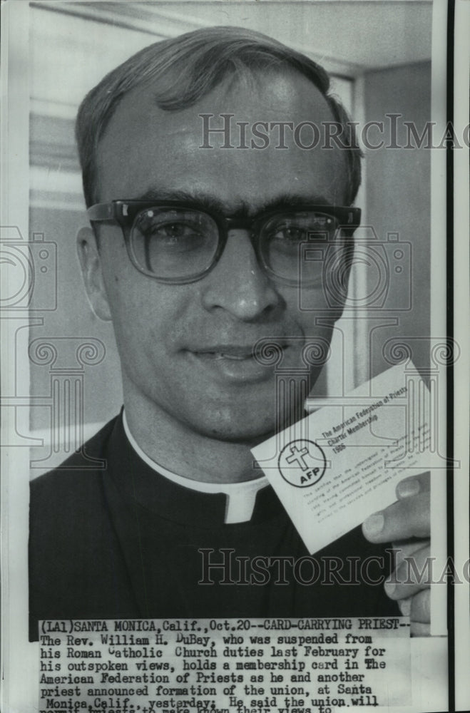 Press Photo The Rev William H Dubay suspended from Roman Catholic Church - Historic Images