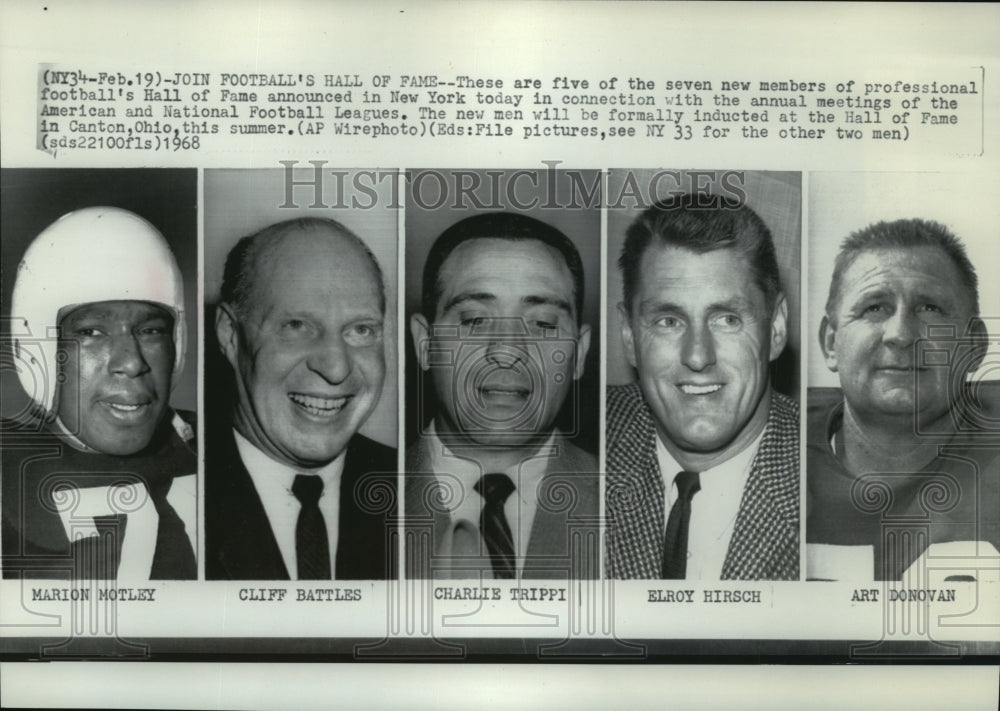 1968 Press Photo New members of professional football&#39;s Hall of Fame - Historic Images