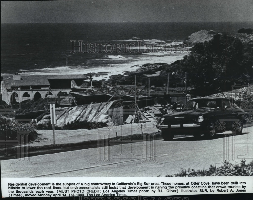 1980 Press Photo Homes at Otter Cove Ruining Primitive Coastline in Big Sur, Ca - Historic Images