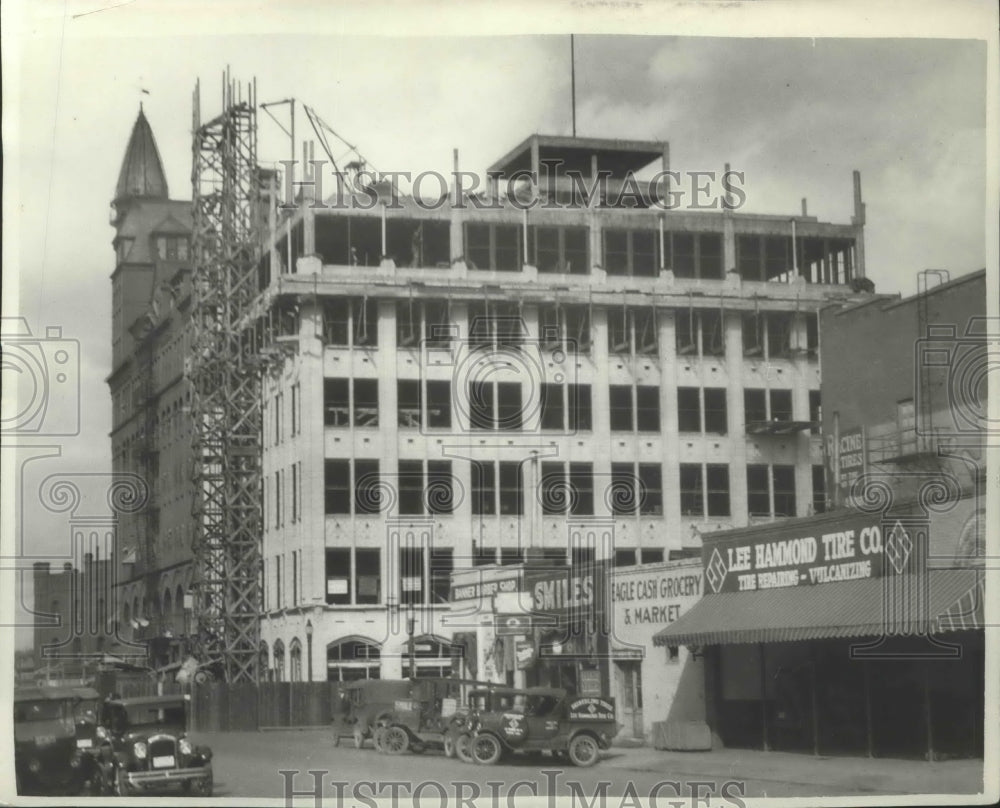1927 Press Photo Construction of Spokane Chronicle building - Historic Images