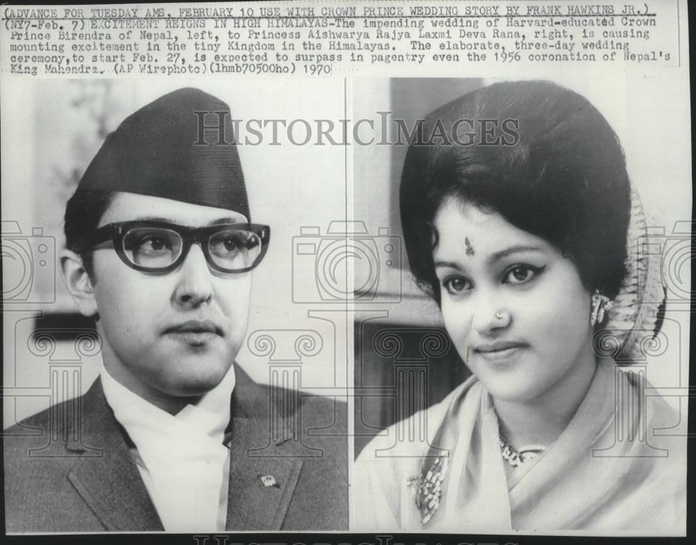 1970 Press Photo Nepal-Prince Birenda's marriage causes excitement to Himalayas - Historic Images