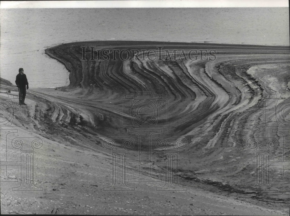 1970 Press Photo Pattern Caused by Fluctuating Water Level at Lake Roosevelt - Historic Images