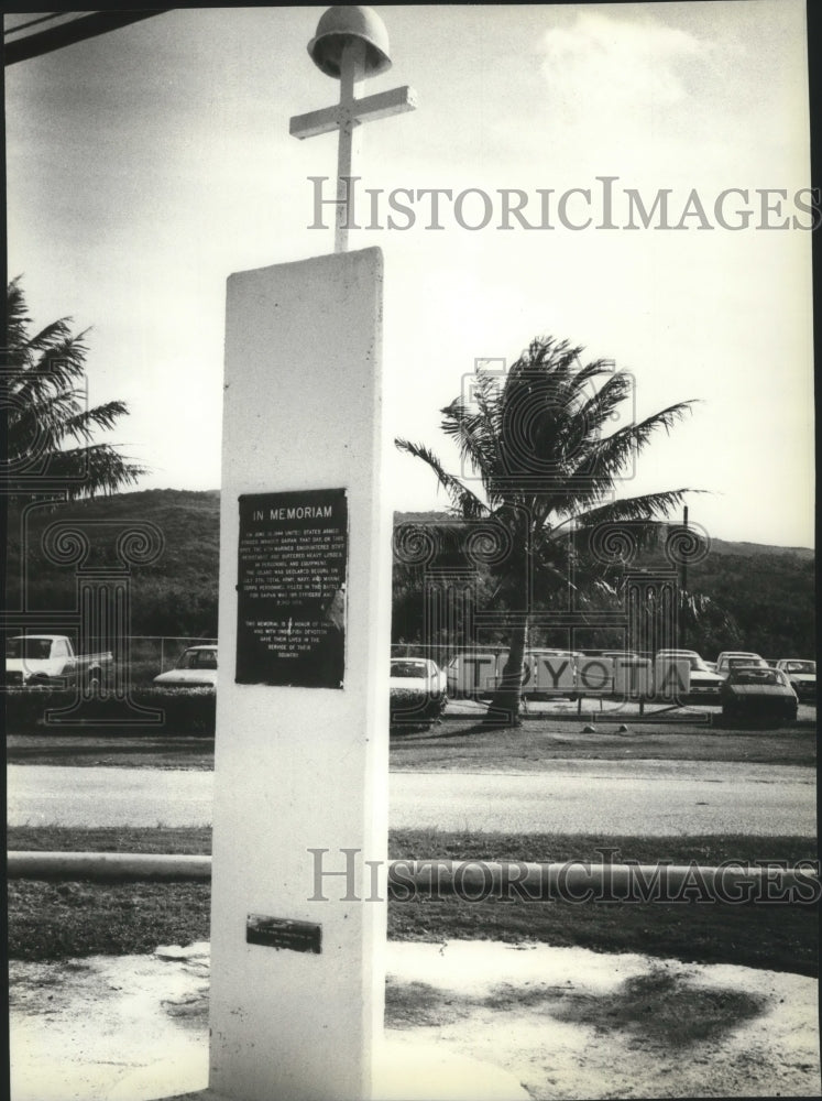 1981 Press Photo American Memorial in Saipan, a reminder  of World War II - Historic Images