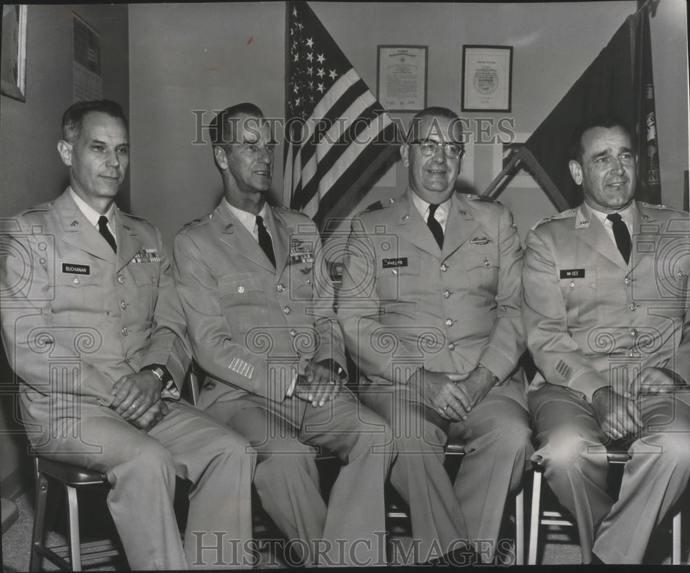 1965 Press Photo Brig. Gen Lyle E. Buchanan &amp; team inspect 161st Infantry Armory - Historic Images