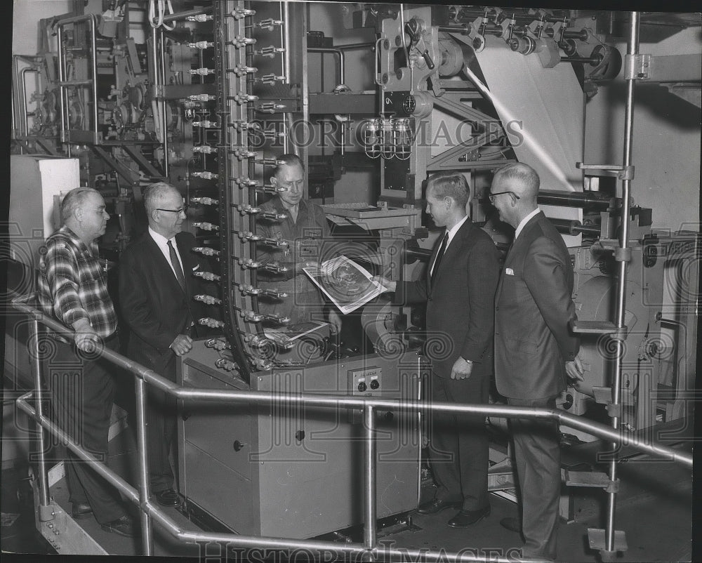 William Cowles III, Smith Meye visit the Mechanical Department-Historic Images