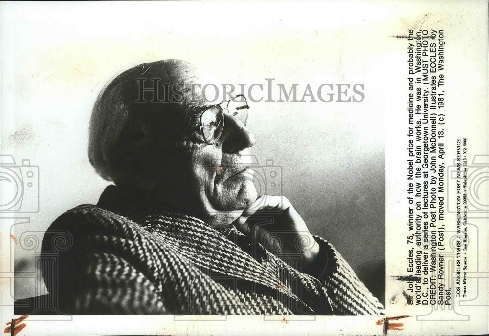 Press Photo Nobel Prize-Sir John Eccles, winner for Medicine - spa81326 - Historic Images