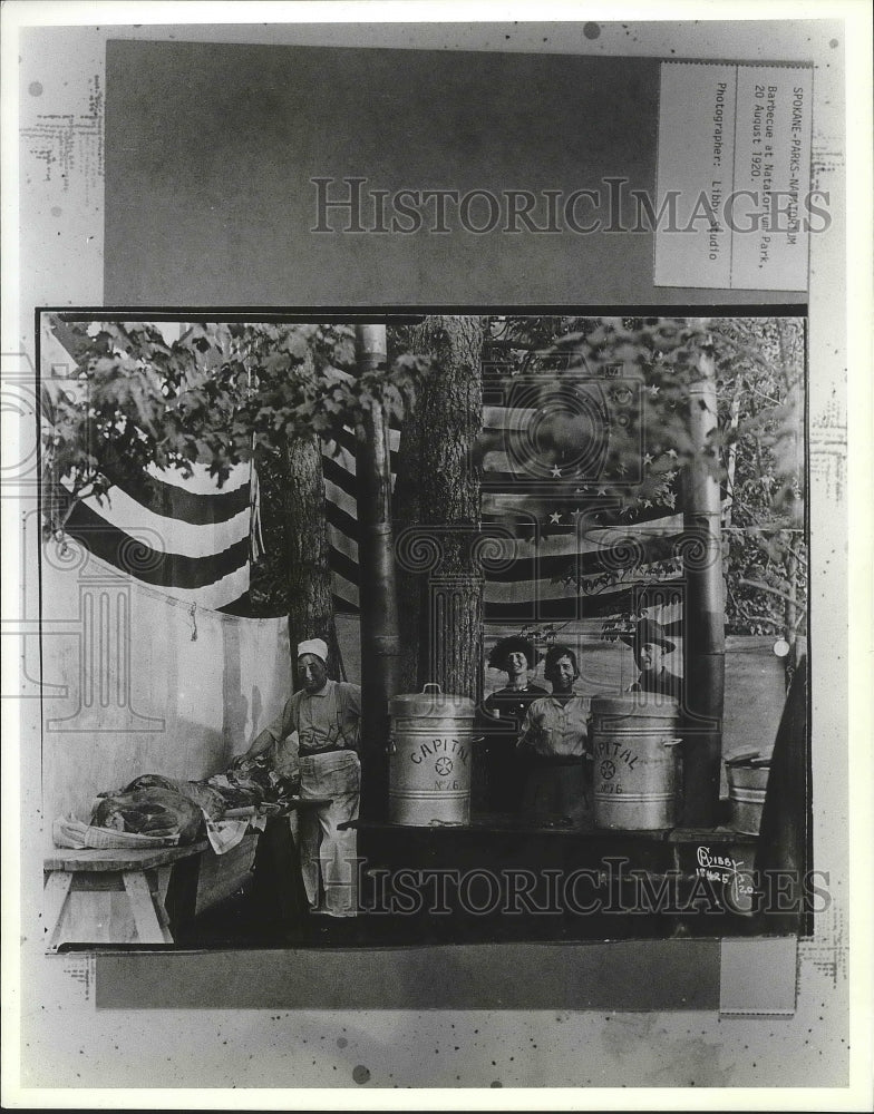 1920 Press Photo Barbecue at Natatorium Park, Spokane - Historic Images