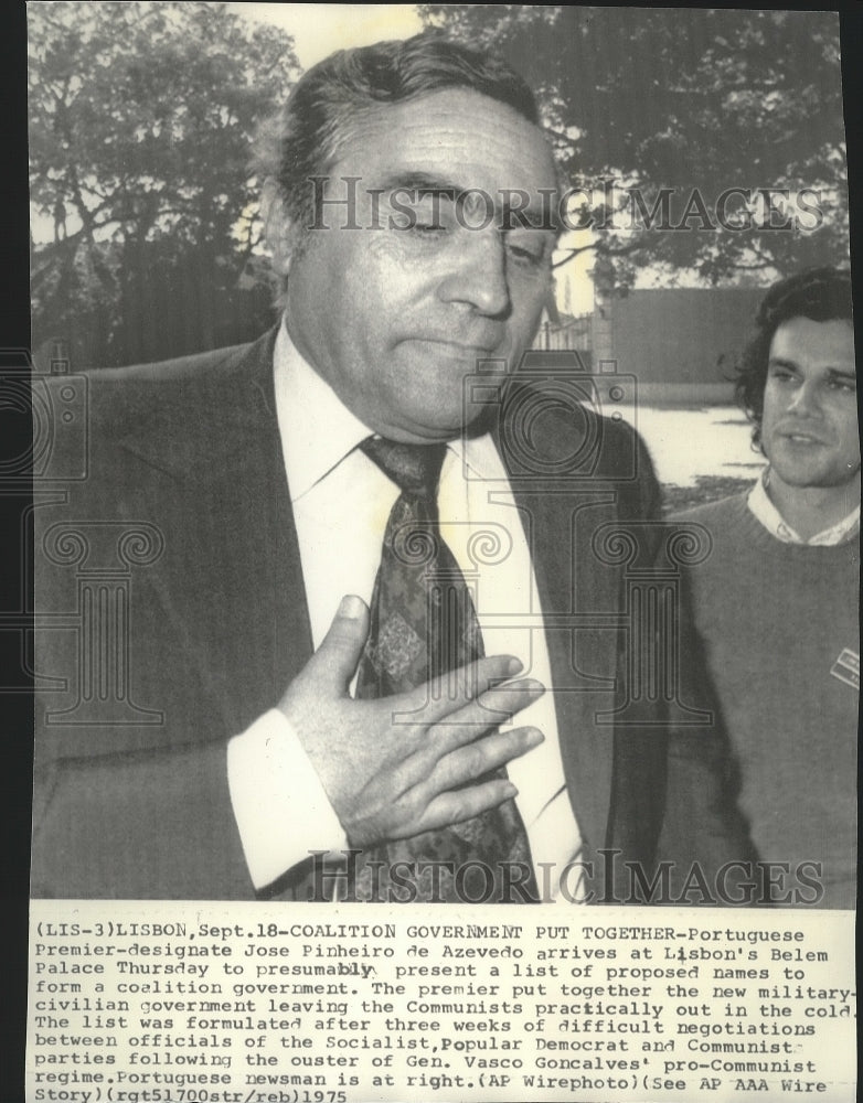 1975 Press Photo Portuguese Premier-designate Jose Pinheiro de Azevedo - Historic Images