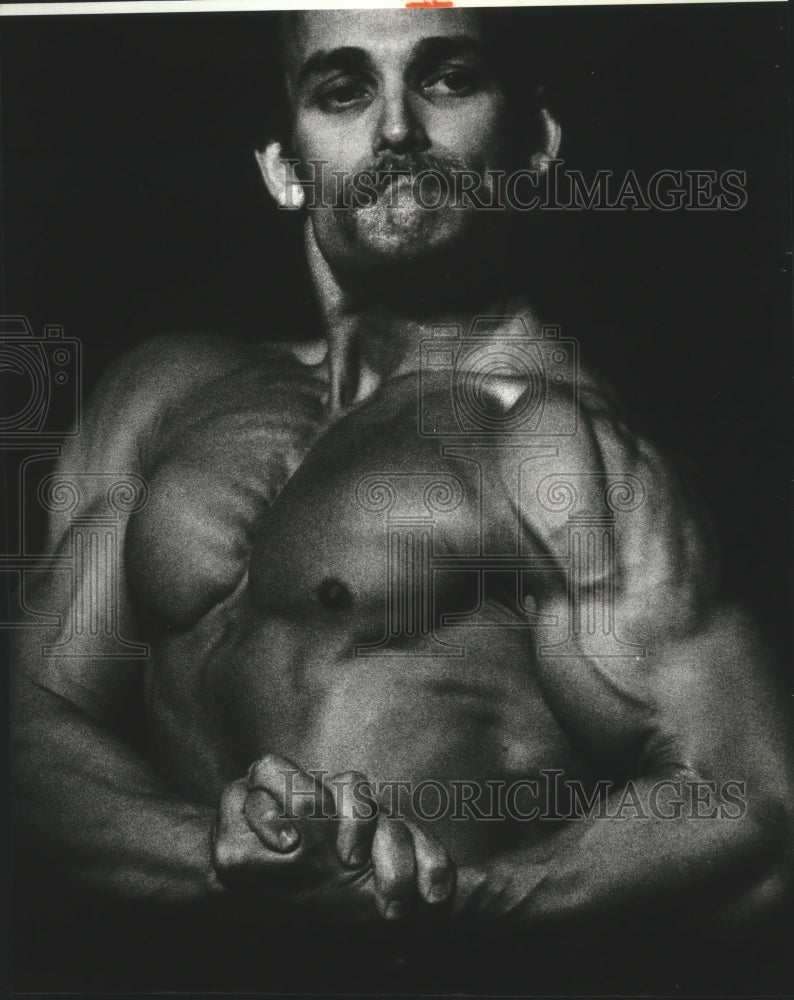 1981 David Seharbach, Mr. Spokane, flexing his arm-Historic Images