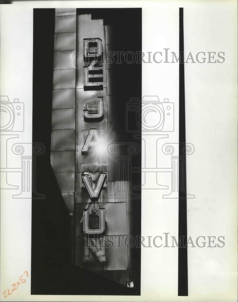 1989 Press Photo Deja Vu adult emporium outside sign - Historic Images