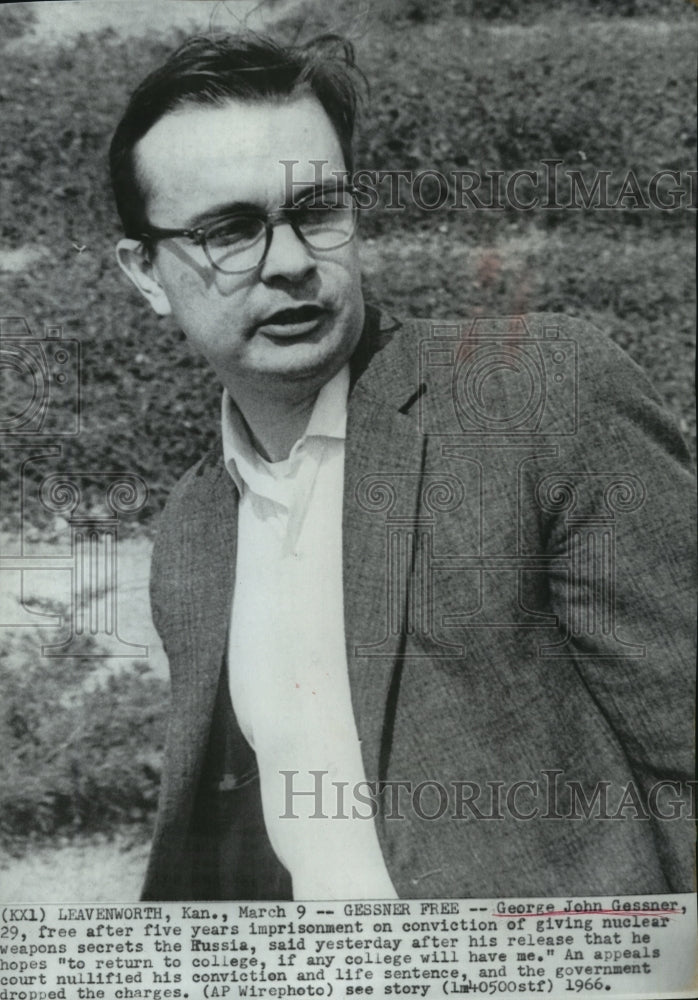 1968 Press Photo George John Gessner  now free from imprisonment for spy charges - Historic Images