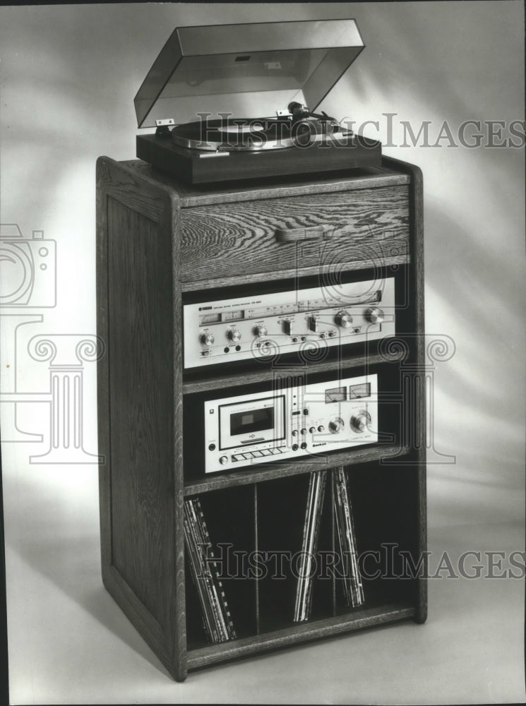 1984 Multi layered radio components with turntable record player-Historic Images