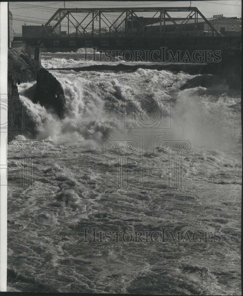 1972 Press Photo Spokane River at Upriver Falls with Crystal & Havermale Islands - Historic Images