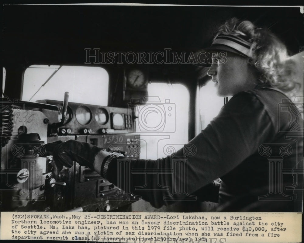 1979 Lori Lakshas, Burlington Northern Railroad locomotive engineer-Historic Images