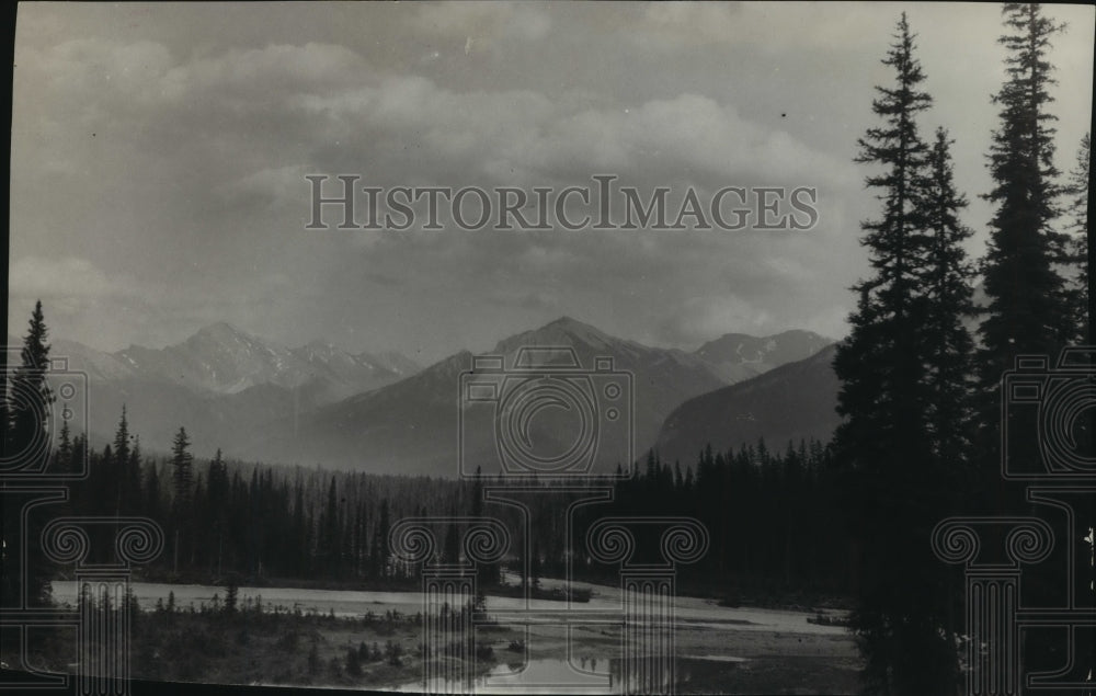 1929 Forest and Canadian Rockies, Alberta, Canada - Historic Images