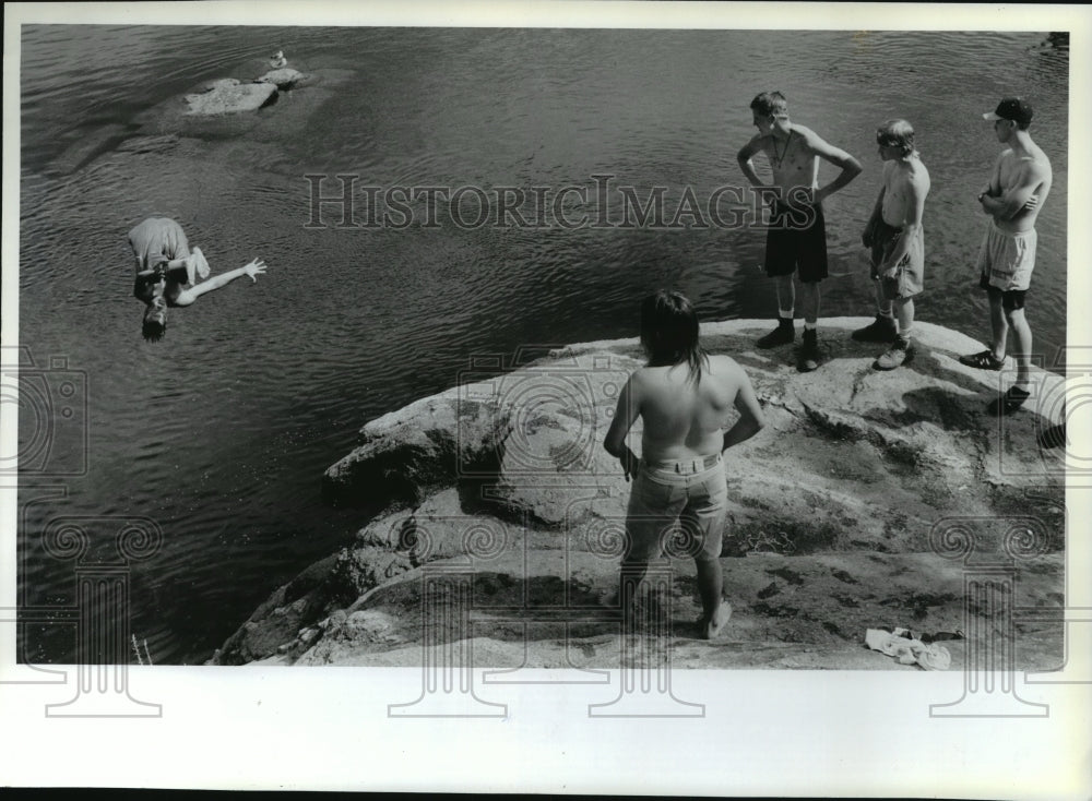 1980 Spokane River-Silas Reiter does a big flip at Boulder Beach - Historic Images