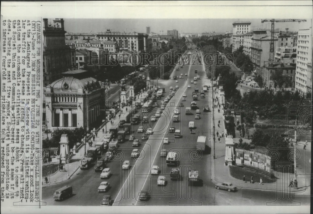 View of the non-congested street of Leningrad Prospect in Moscow-Historic Images