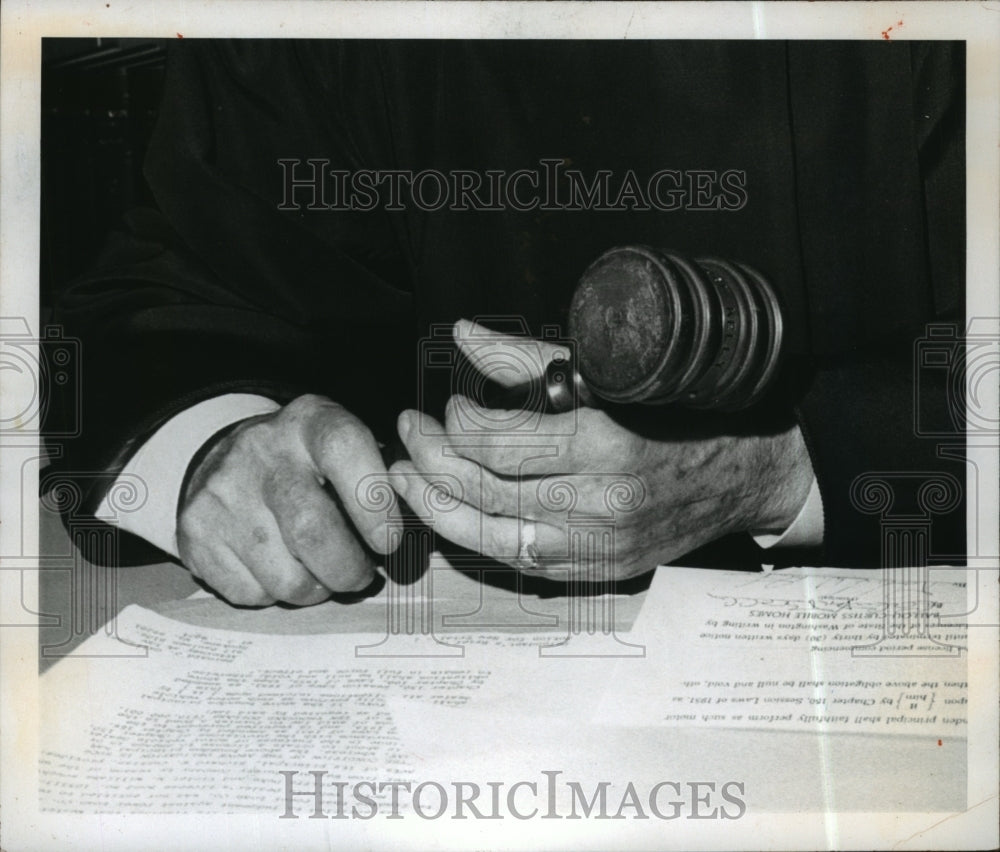 1970 Holding a gavel Spokane County Superior Court - Historic Images
