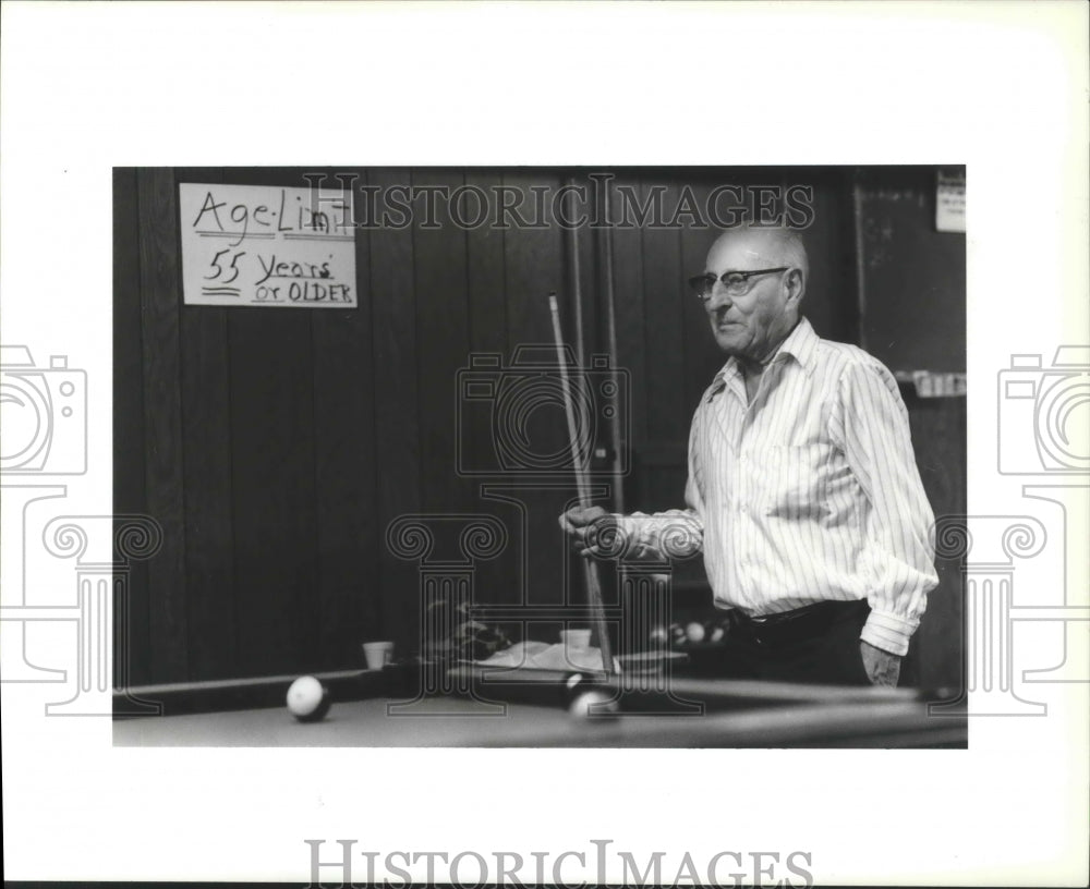 1988 Frank Gross Playing Pool at Valley Senior Citizens Center.-Historic Images
