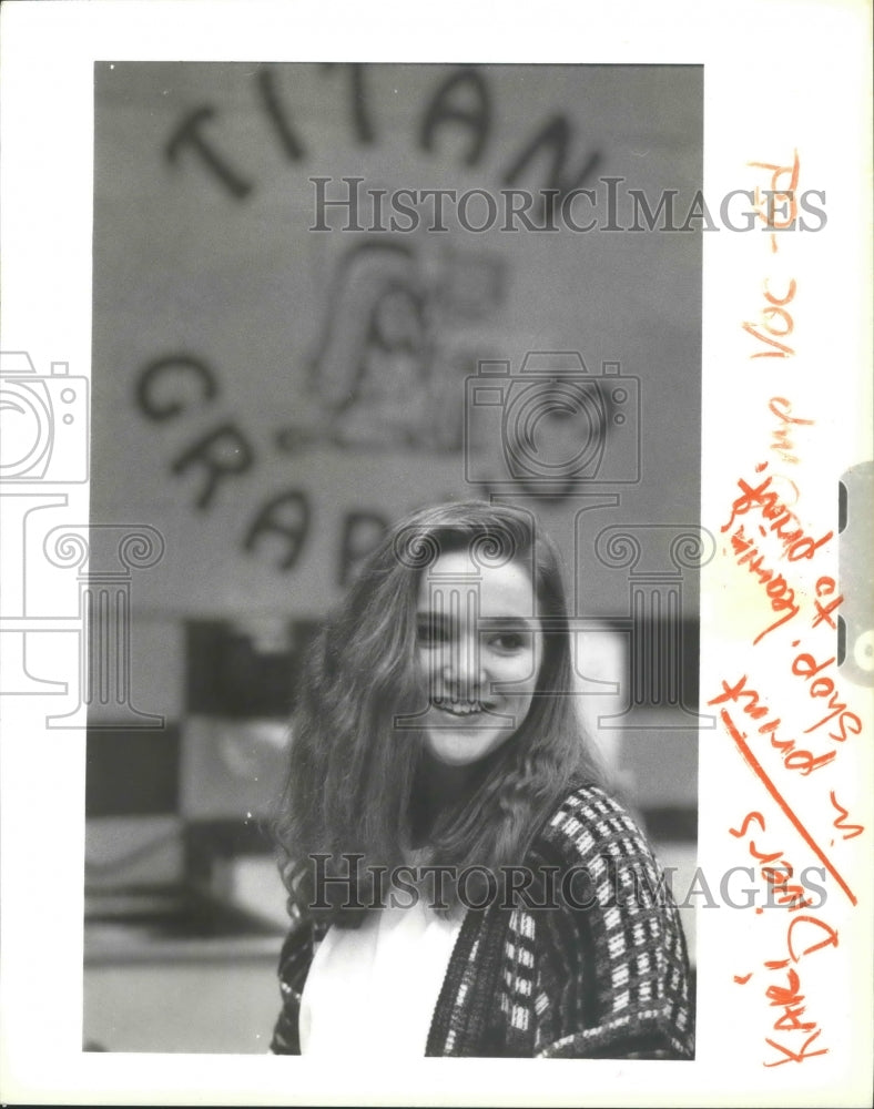 1991 Kari Divers learns printing in the University High School shop-Historic Images