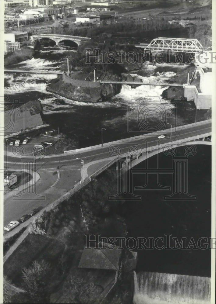 1981 Spokane River aerial view-Historic Images