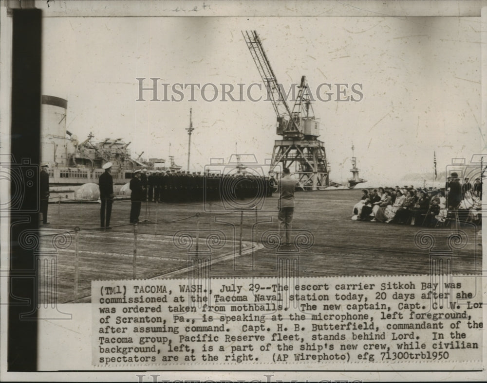 1950 Sitkoh Bay commissioned, Tacoma Naval, Captain C.W. Lord speaks -  Historic Images