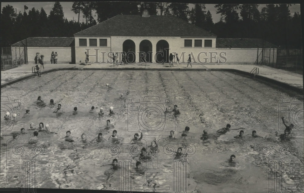 1937 Comstock pool, full of swimmers Historic Images