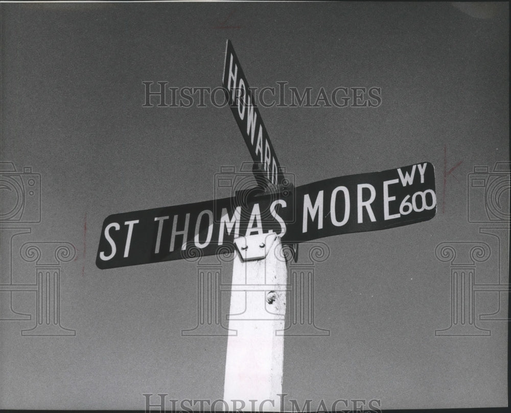 1979 St. Thomas More &amp; Howard- Street Sign-Historic Images