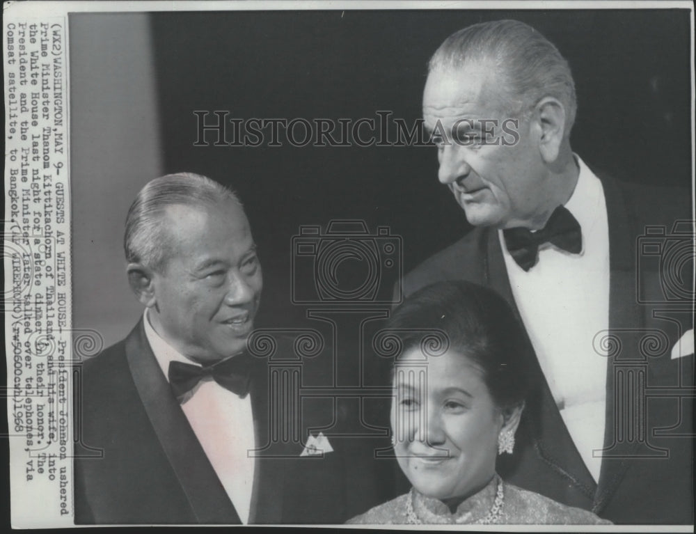 1968 Pres. Johnson with Thailand Prime Minister Thanom Kittikachorn-Historic Images