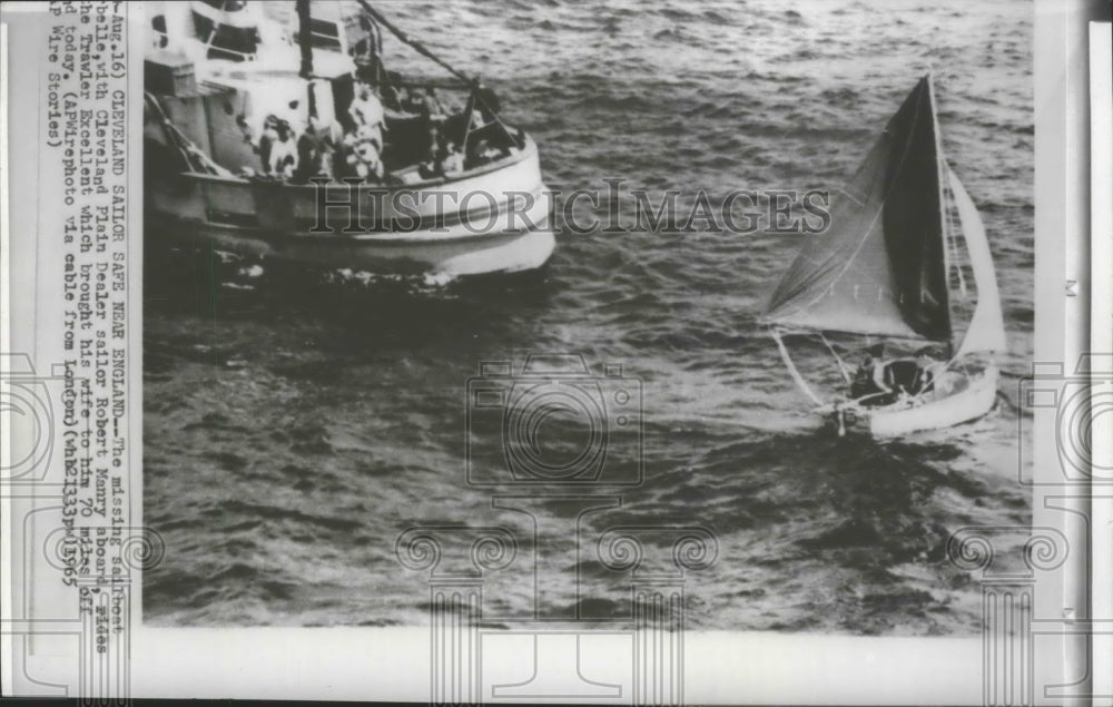 1965 Press Photo Cleveland Plain Dealer sailor Robert Manry safe near England-Historic Images