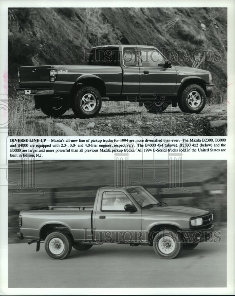 1994 Press Photo The Mazda All-new B2300, B3000 and B4000- pickup trucks - Historic Images