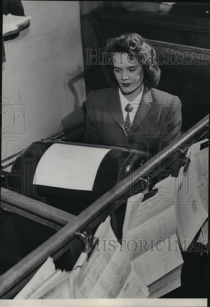 Woman Employee busy preparing her reports - Historic Images