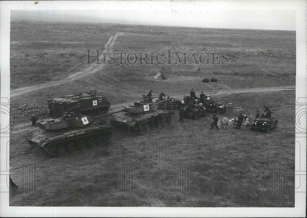 1963 Press Photo Rally Point for Armor Units Joint Task Force Rod, Coulee Crest - Historic Images