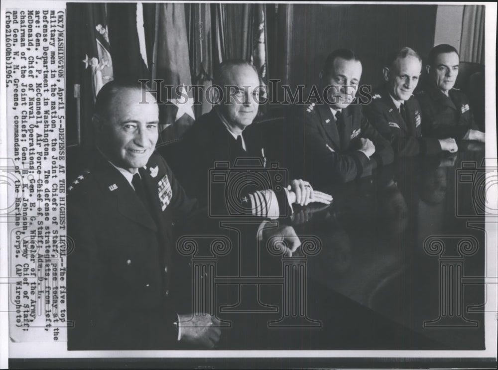 1965 Press Photo Gen. J.P. McConnell with Joint Chiefs of Staff, Washington D.C.-Historic Images