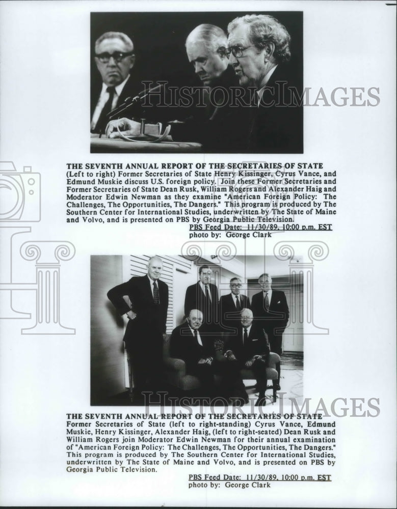 1989 Press Photo Former Secretaries of State discuss "American Foreign ...