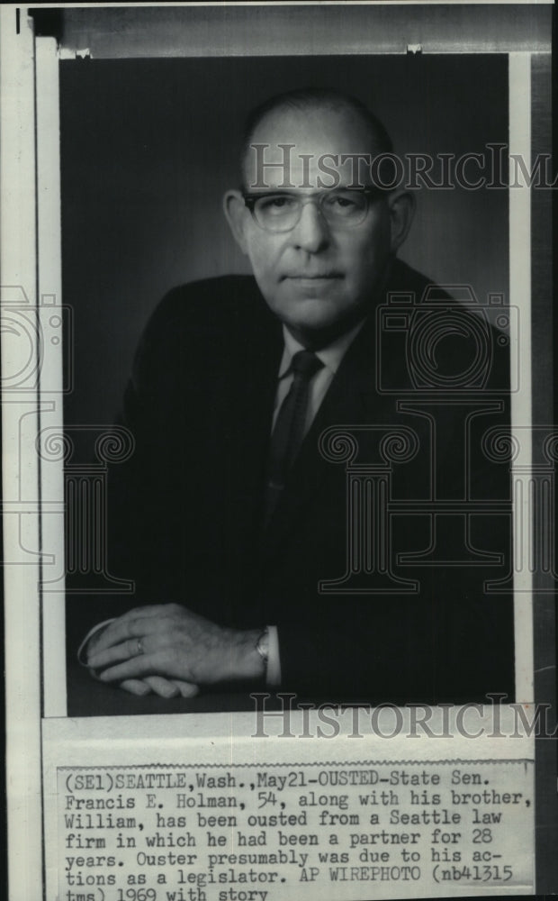 1969 Press Photo State Senator Francis E. Holman ousted from Seattle Law Firm - Historic Images