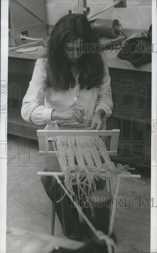 1975 Carol Moring, Weaving Wool-Historic Images