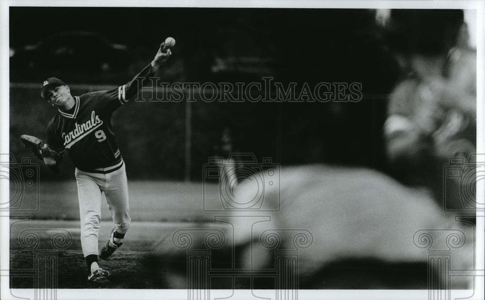 1992 Press Photo North Idaho College Baseball Team Pitcher Shannon Sands - Historic Images