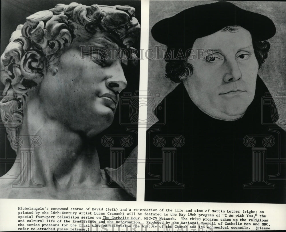 1963 Michelangelo's Statue of David and Martin Luther  - Historic Images