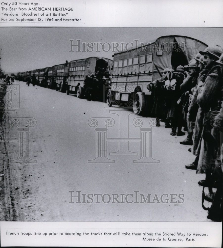 1964 French Troops Boarding Trucks Along Sacred Way to Verdun - Historic Images