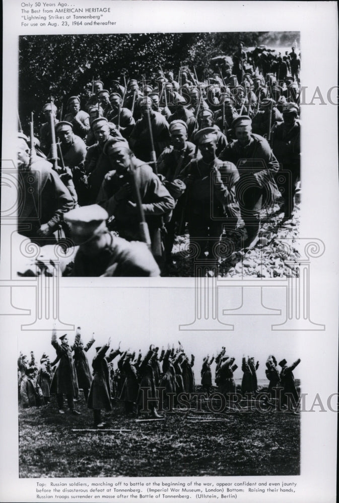 1964 Russian Soldiers Marching Off to Battle at Tannenberg - Historic Images