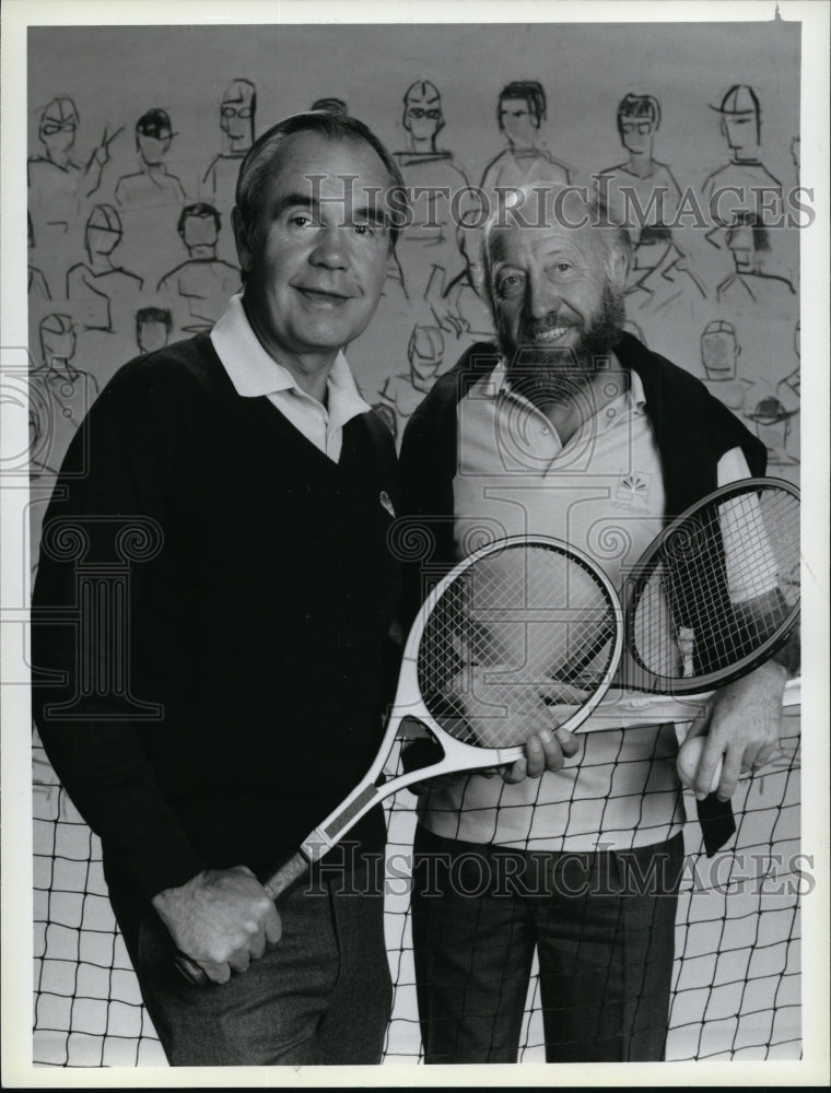 1985 Bud Collins and Dick Enberg host Wimbledon Championships. - Historic Images