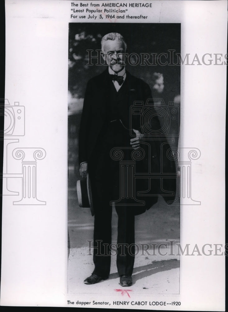 1920 Senator Henry Cabot Lodge as featured in American Heritage. - Historic Images
